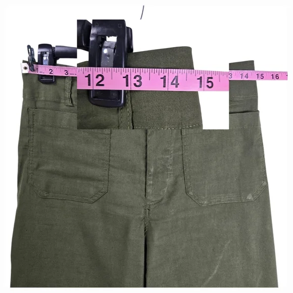 Anthropologie Maeve The Colette Crop Wide-Leg Pants Olive Green - Picture 10 of 14